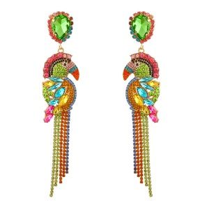 Parrot earrings multicolor jewels dangle tropical bird or paradise birds parrots